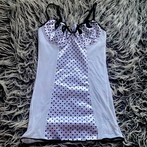 Frederick’s Of Hollywood Polka Dot Sheer Slip Dress Chemise Lingerie